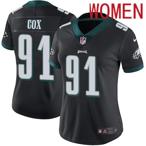 Women Philadelphia Eagles 91 Fletcher Cox Nike Black Vapor Limited NFL Jersey